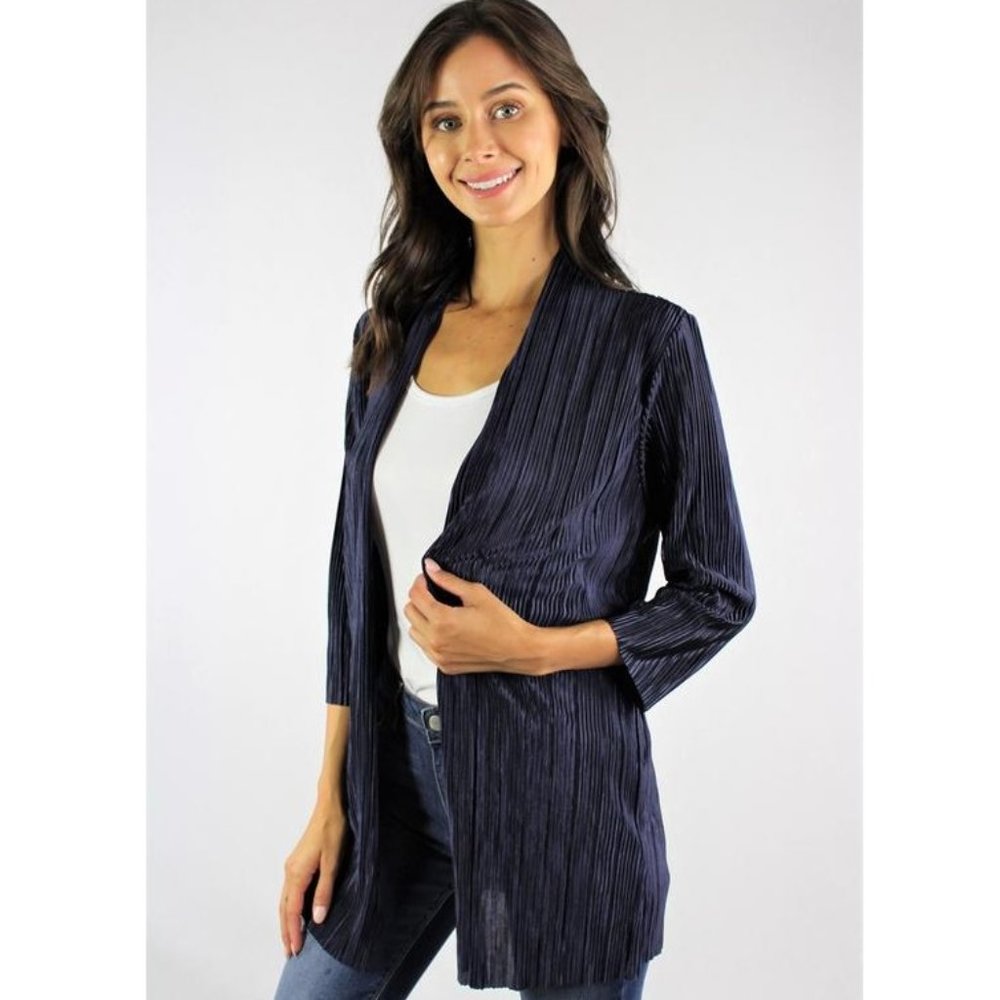 Navy Blue 3/4 Sleeve Cardigan